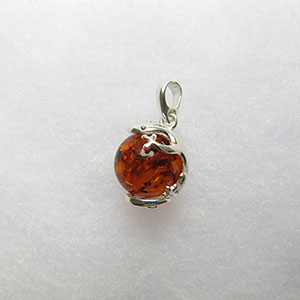 Pendentif boules lzard - bijou ambre et argent